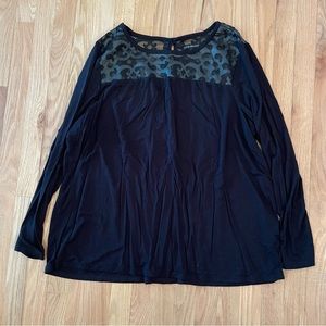 Lane Bryant black imitation leather detail long sleeve 14/16